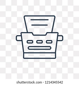 Typewriter vector outline icon isolated on transparent background, high quality linear Typewriter transparency concept can be used web and mobile