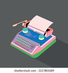 typewriter vector in pop style illustration