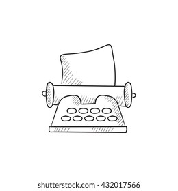 Typewriter vector sketch icon isolated on background. Hand drawn Typewriter icon. Typewriter sketch icon for infographic, website or app.