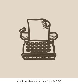 Typewriter vector sketch icon isolated on background. Hand drawn Typewriter icon. Typewriter sketch icon for infographic, website or app.