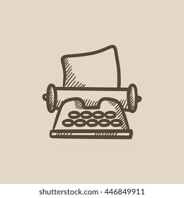 Typewriter vector sketch icon isolated on background. Hand drawn Typewriter icon. Typewriter sketch icon for infographic, website or app.