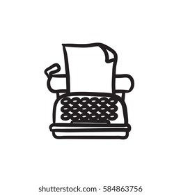 Typewriter vector sketch icon isolated on background. Hand drawn Typewriter icon. Typewriter sketch icon for infographic, website or app.
