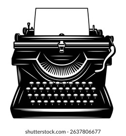 Typewriter vintage classic retro silhouette icon vector illustration design on white background