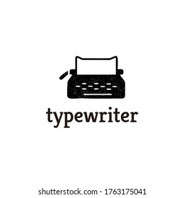 Typewriter vintage logo design, author illustration symbol.