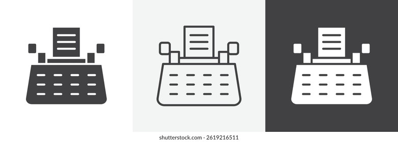 Typewriter web vector icons set