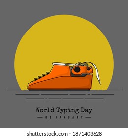 Typewriter with white paper Side view vector illustration. Good template for World Typing Day design.