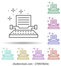 Typewriter writing multi color icon. Simple thin line, outline vector of copywriting icons for ui and ux, website or mobile application
