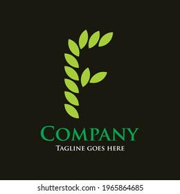 Typhography of letter F leaf shaped for initial logo or brand identity.