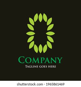 Typhography of letter O leaf shaped for initial logo or brand identity.