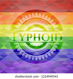 Typhoid emblem on mosaic background with the colors of the LGBT flag