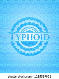 Typhoid light blue water wave style badge.