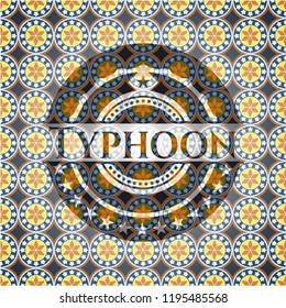 Typhoon arabic emblem. Arabesque decoration.