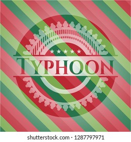 Typhoon christmas colors style badge.