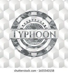 Typhoon grey badge with geometric cube white background
