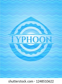 Typhoon light blue water wave badge background.