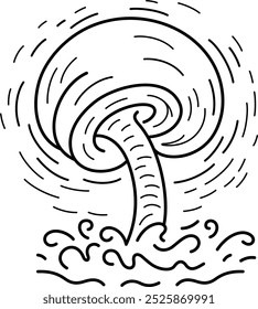 Typhoon symbol. Vector outline illustration. 