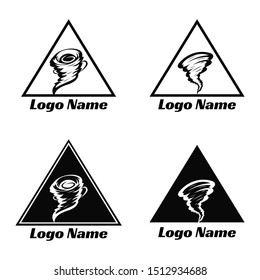 Typhoon tornado disaster silhouette logo design. Sign and symbol illustration. Eps 8 compatible. no gradient. no transparency - Vector