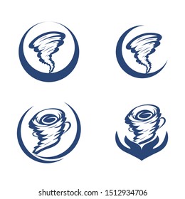 Typhoon tornado disaster silhouette logo design. Sign and symbol illustration. Eps 8 compatible. no gradient. no transparency - Vector