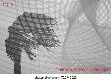 Typhoon vector background with contour trees in the wind