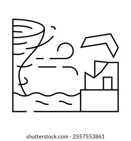 typhoon weather line icon vector. typhoon weather sign. isolated contour symbol black illustration