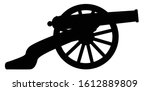 Typical American civil war cannon gun in silhouette isolated on a white background
