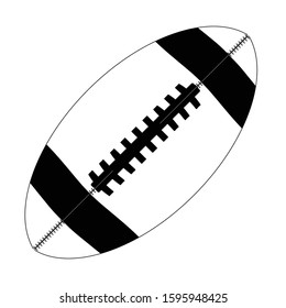 A typical american type foorball in black outlineover a white