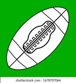 A typical american type foorball line drawing over a green background