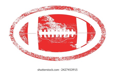 A typical american type foorball as a red ink stamp over a white background