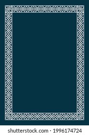 Typical Arabic, Egyptian, Assyrian and Greek motives texture border or frame. Abstract geometric Islamic art. Suitable for book cover, certificate and other. Editable vector illustration EPS 10.