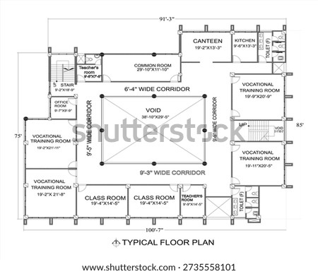Typical architectural floor plan, clean CAD-style vector illustration isolated on white background, EPS 10