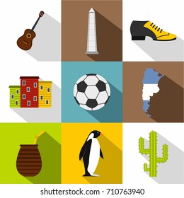 Typical Argentina icon set. Flat style set of 9 typical Argentina vector icons for web design