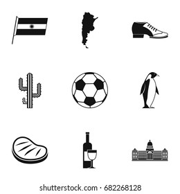 Typical Argentina icons set. Simple set of 9 typical Argentina vector icons for web isolated on white background