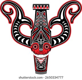uma típica estátua tribal Batak com dois chifres