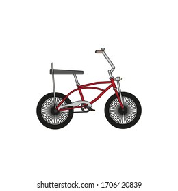typical bicycle from the 80s on white background