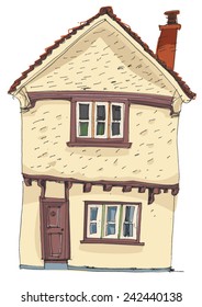 typical british vintage facade - cartoon
