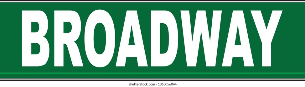 A typical Broadway Street, name plaque isolated on a white background