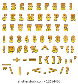 Typical carved wood western alphabet