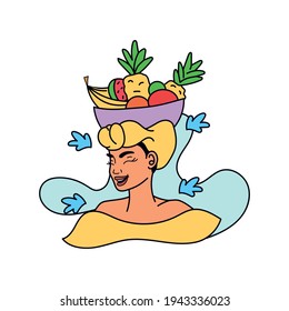 Typical Colombian palenquera. Colombian caribbean culture - Vector