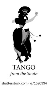 Typical couple from South America dancing tango. Vector Illustration