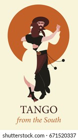 Typical couple from South America dancing tango. Vector Illustration