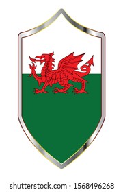 A typical crusader type shield with the flag of Wales