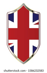 A typical crusader type shield with the Union Jack flag of England and Great Britain