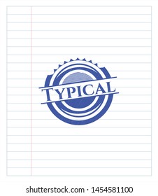 Typical drawn with pen. Blue ink. Vector Illustration. Detailed.