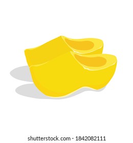 Typical dutch wooden clogs (klompen) vector stock illustration. Traditional old wooden shoes of the inhabitants of the Netherlands are a souvenir for tourists. Isolated on a white background