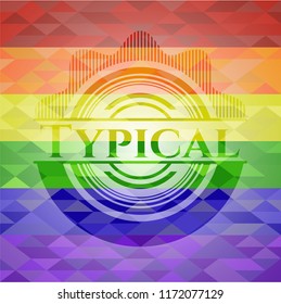 Typical emblem on mosaic background with the colors of the LGBT flag