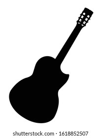 A typical Flamenco Spanish acoustic guitar isolated over a white background.