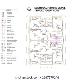 detalles de la instalación eléctrica del plano de piso típico