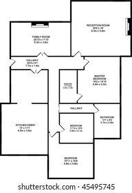 Typical Floorplan Of A House In Black Outline