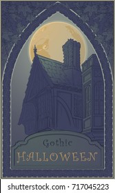 Typical Ghost Story House. Halloween Conceptual art. Halloween poster or greeting card template. EPS10 vector illustration