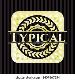 Typical gold shiny badge. Vector Illustration. Detailed.
